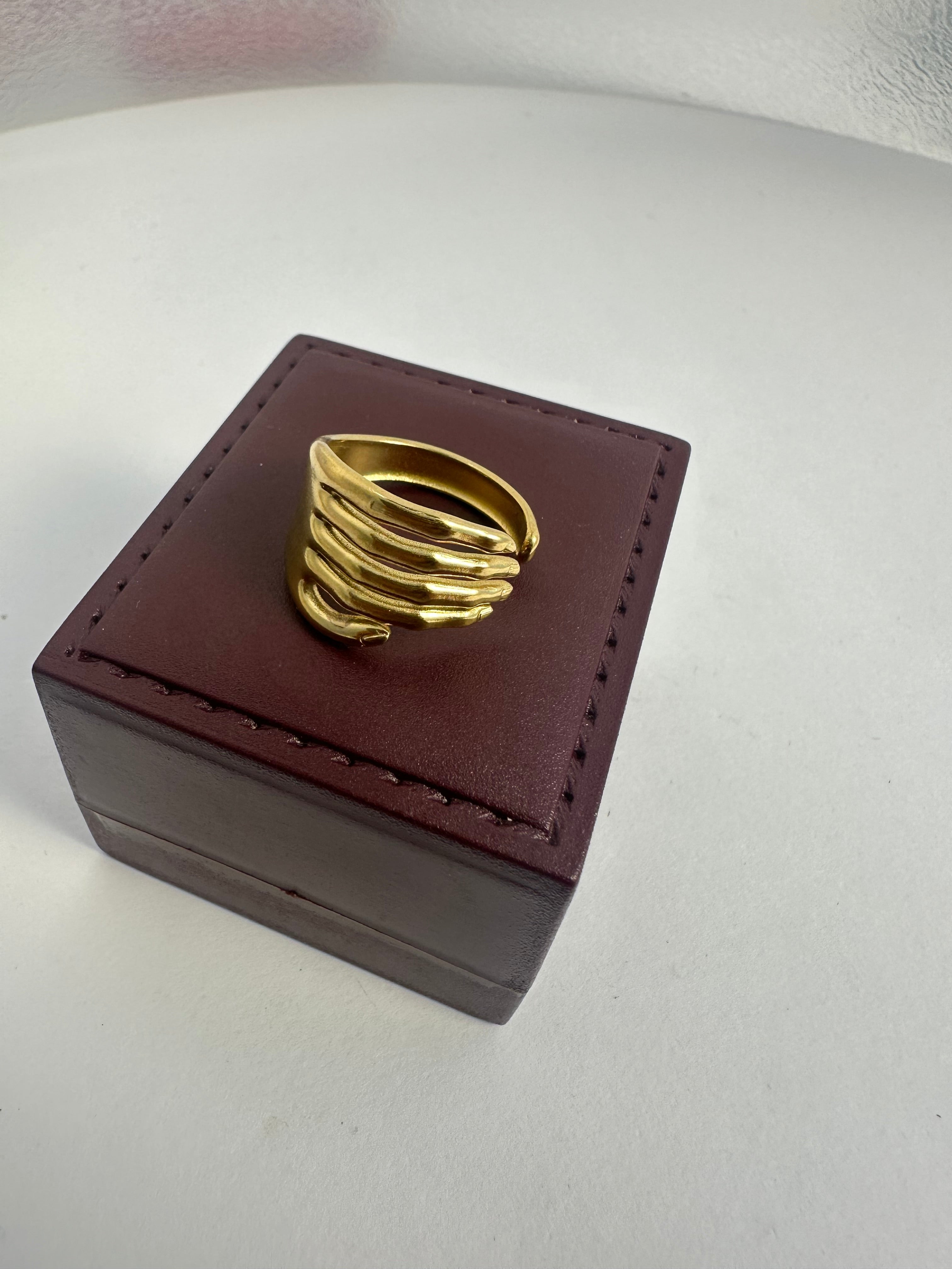 Layered Gold Statement Ring | Bold Adjustable Anti-Tarnish Band