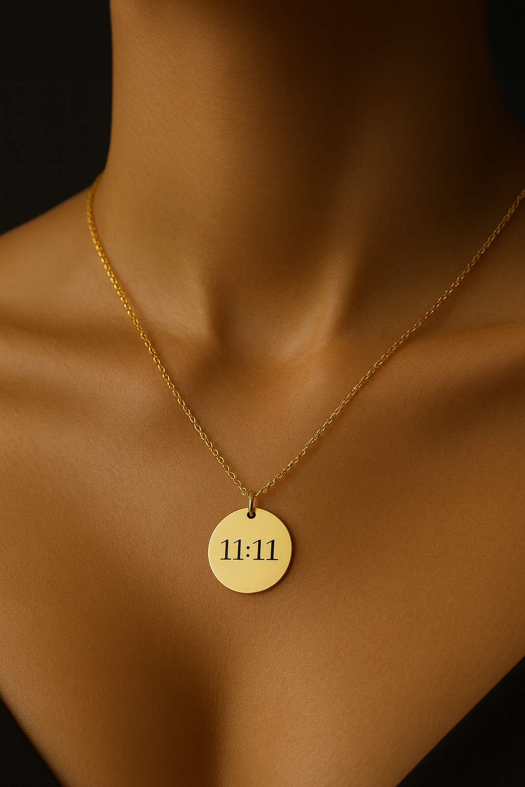 11:11 Engraved Pendant Necklace – Gold-Plated Manifestation Jewelry | Pratiru