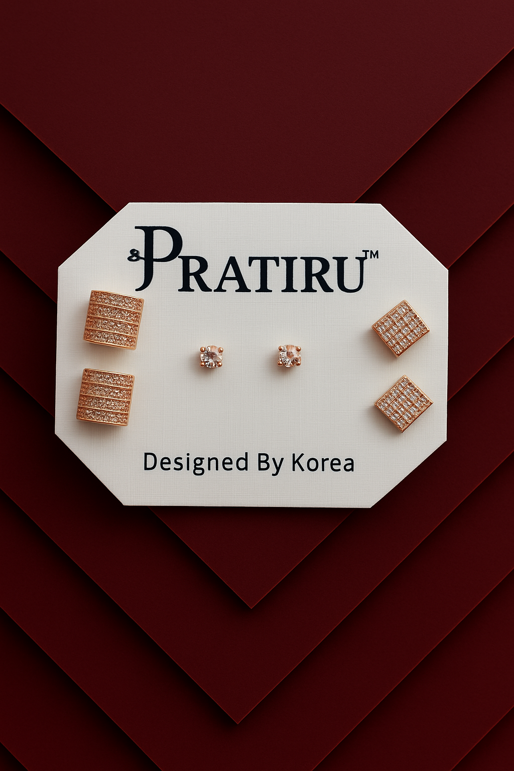 Square Stud Earrings Set for Women | Pratiru Korea Design