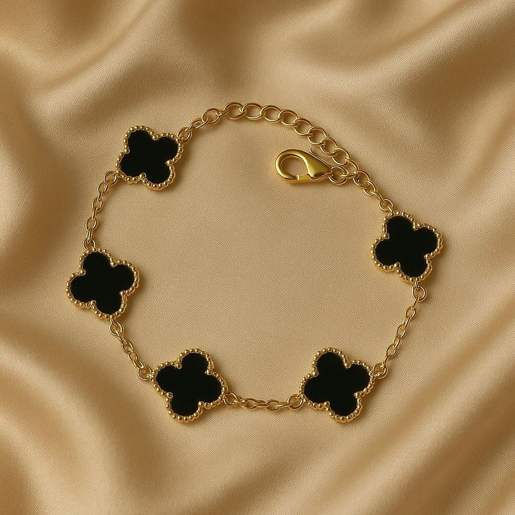 Black Clover Bracelet – Elegant Gold Plated Anti-Tarnish Jewelry