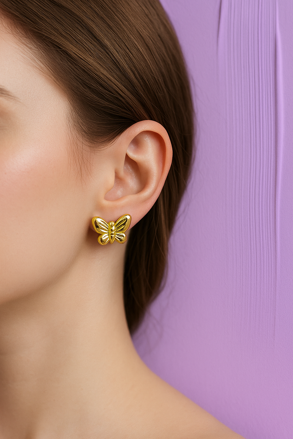 Gold Butterfly Stud Earrings – Stainless Steel | Anti-Tarnish & Hypoallergenic Design