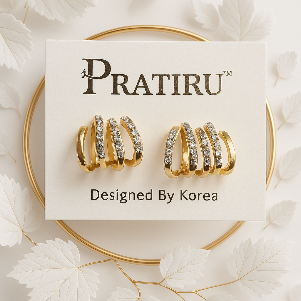 Layered Gold Hoop Earrings – PRATIRU Crystal-Studded Anti-Tarnish Jewelry