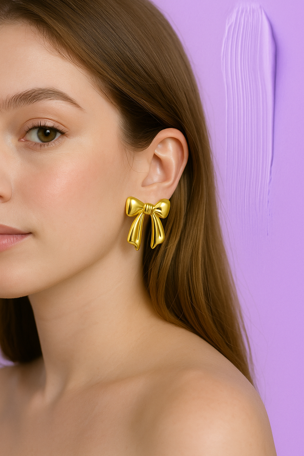 Elegant Gold Bow Earrings – Feminine Charm & Anti-Tarnish Finish |