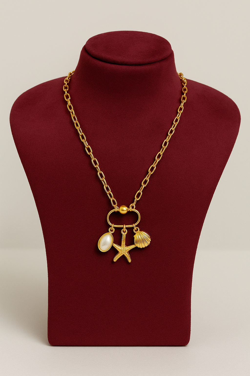 Gold Charm Necklace for Women – Moon, Star & Shell | Pratiru