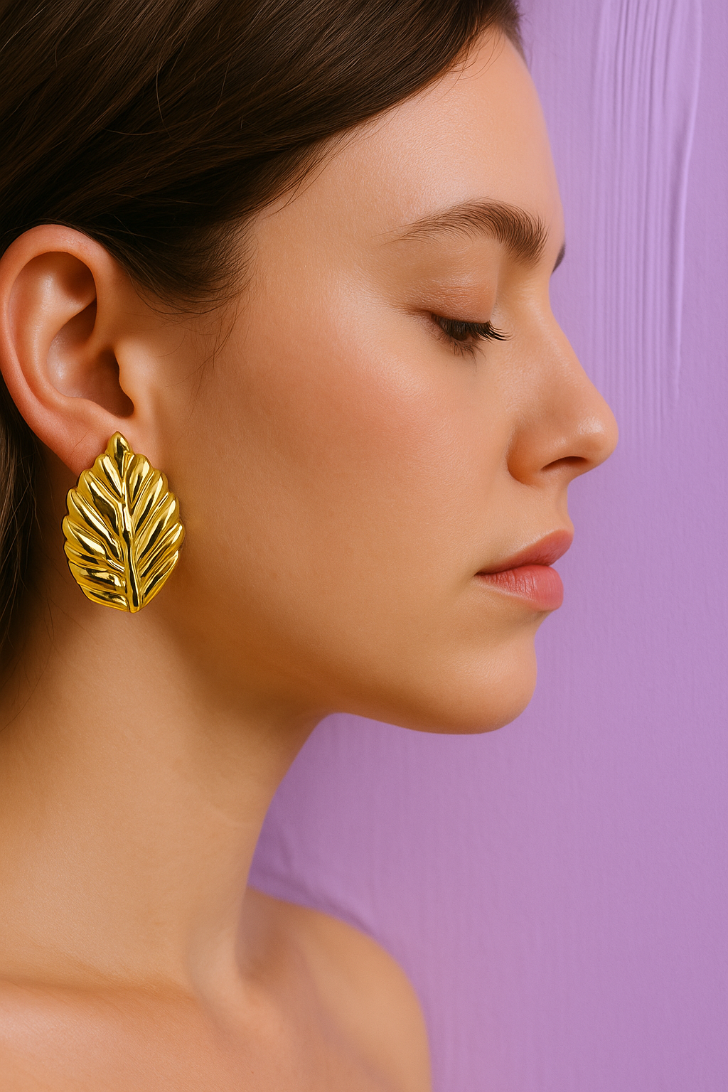 Gold Leaf Statement Earrings – Bold Stainless Steel Design | Anti-Tarnish & Waterproof