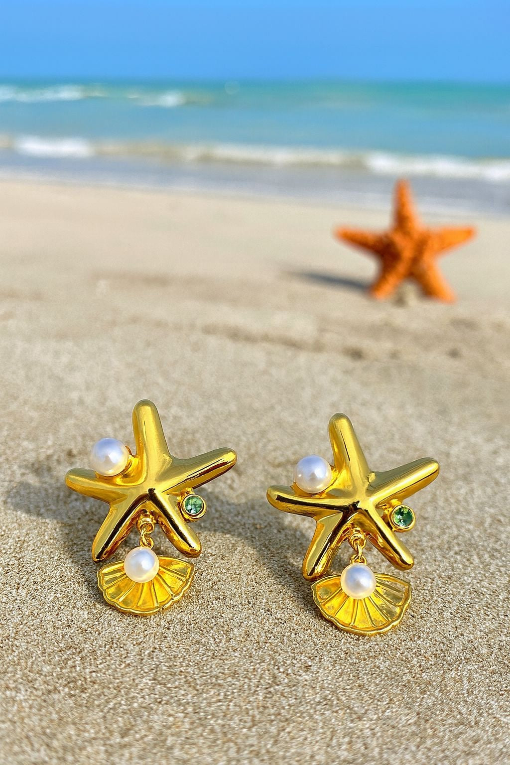 Starfish Pearl Earrings – Beach-Inspired Gold Jewelry | Pratiru