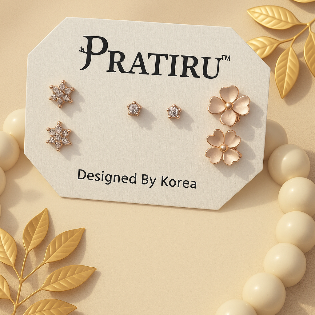 Elegant Stud Earrings Set | Designed in Korea – Pratiru