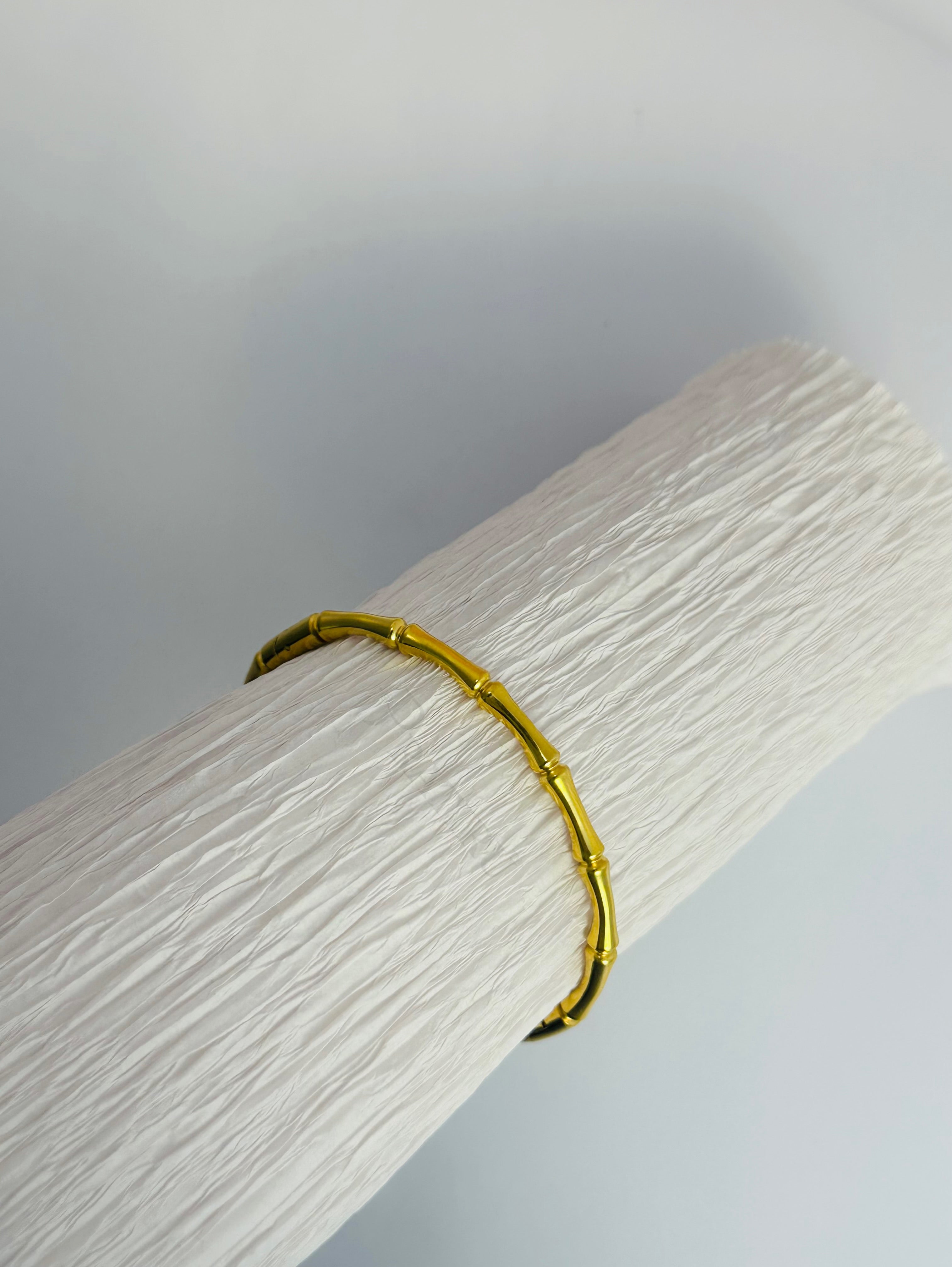 Gold Bamboo Bangle Bracelet – Chic Anti-Tarnish Jewelry | Pratiru