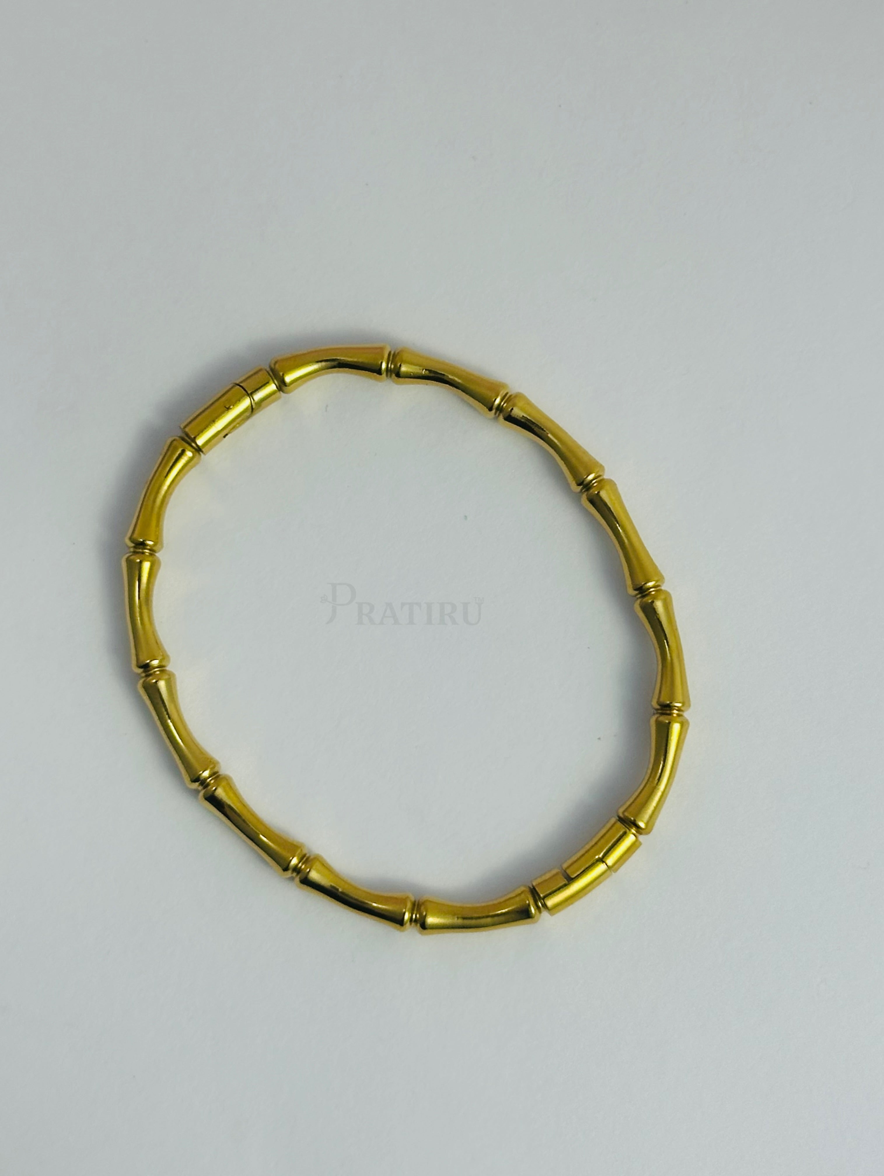Gold Bamboo Bangle Bracelet – Chic Anti-Tarnish Jewelry | Pratiru