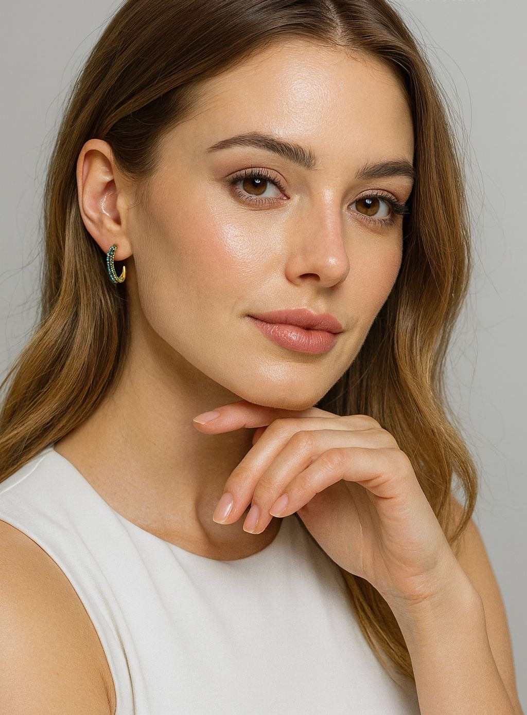 Gold Hoop Earrings with Blue Stones – Elegant & Anti-Tarnish | Pratiru