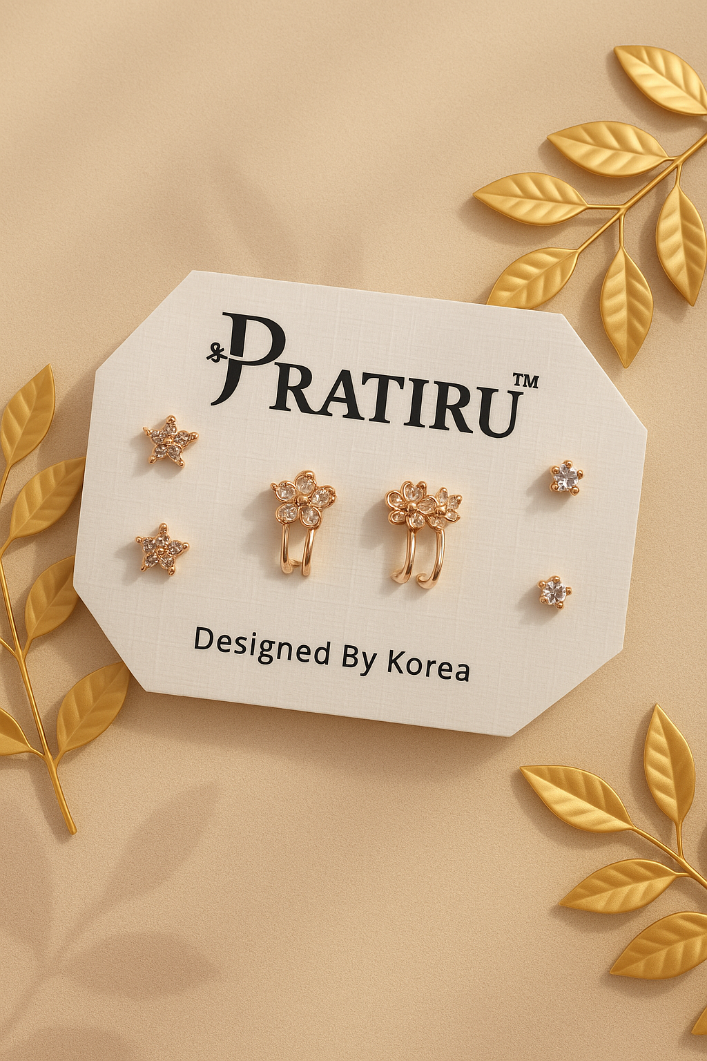 Floral Ear Cuff & Stud Set | Pratiru – Designed in Korea