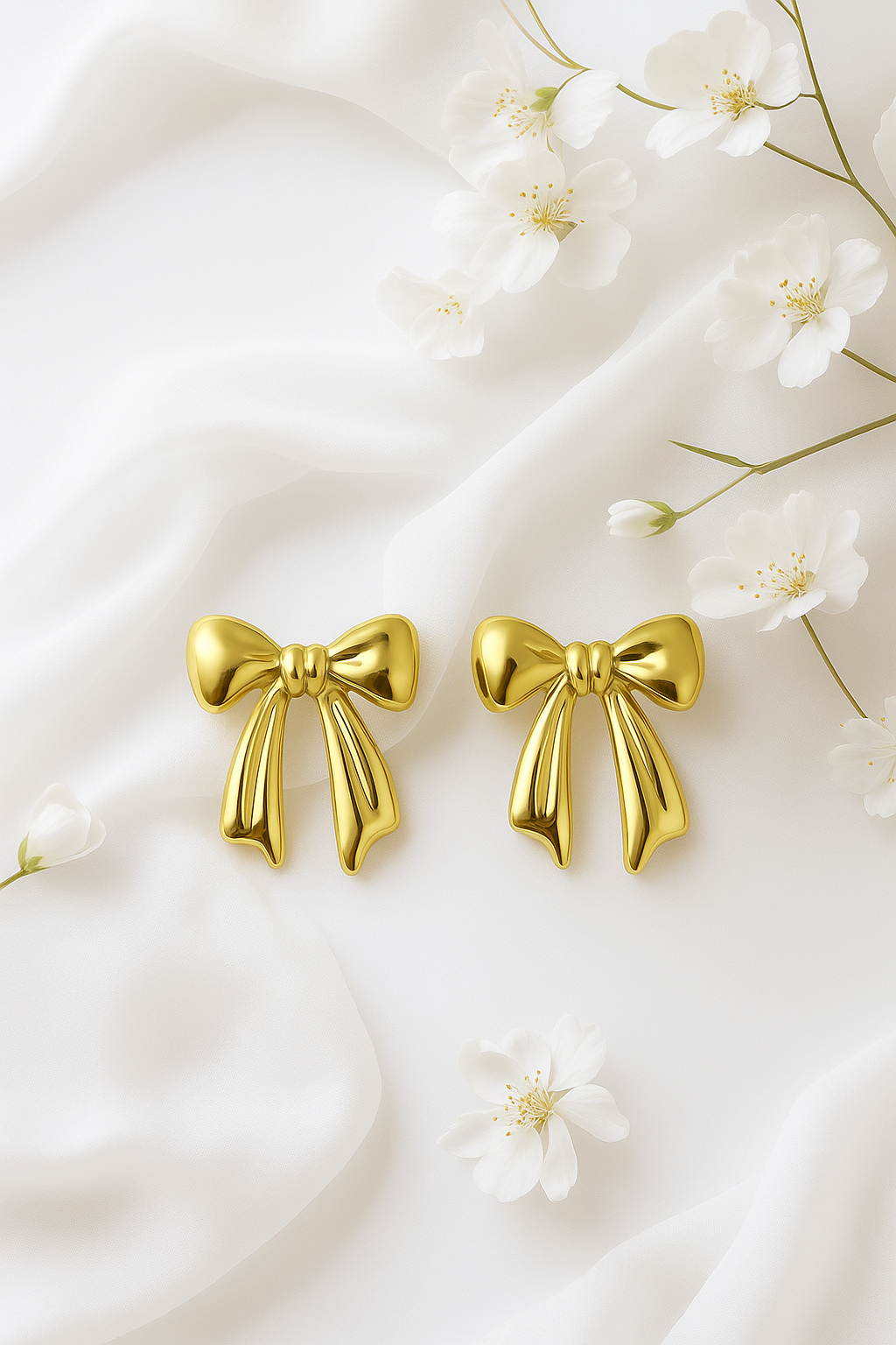 Elegant Gold Bow Earrings – Feminine Charm & Anti-Tarnish Finish |