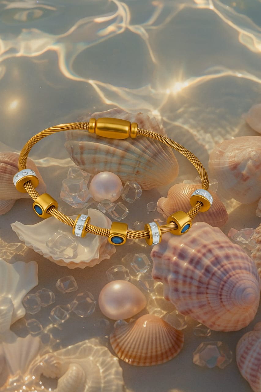 Gold Evil Eye Charm Bracelet – Anti-Tarnish Cable Design for Protection & Style