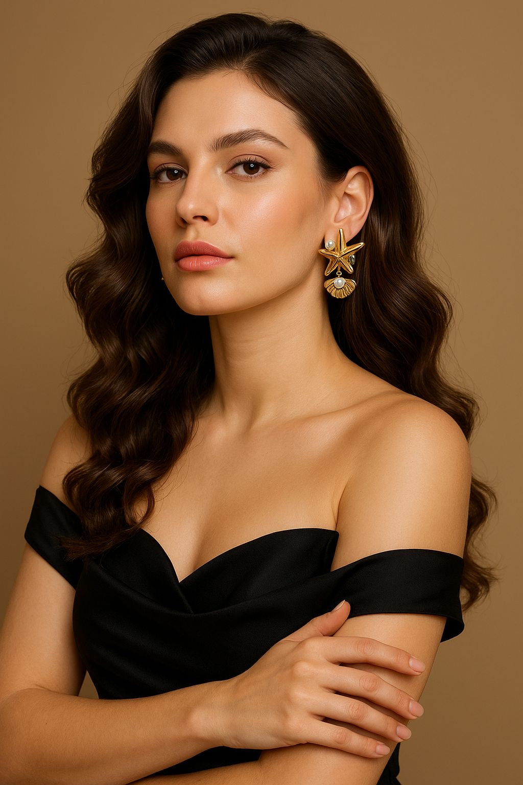 Starfish Pearl Earrings – Beach-Inspired Gold Jewelry | Pratiru