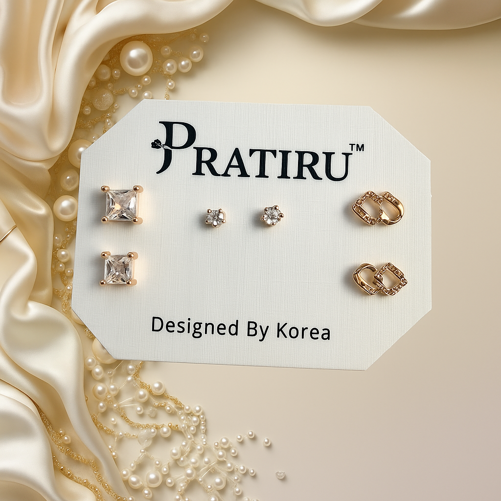 Elegant Stud Earrings Set | Pratiru – Designed in Korea
