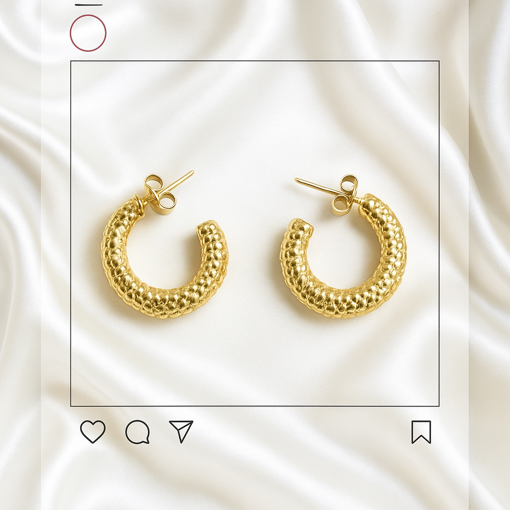 Textured Gold Hoop Earrings – PRATIRU Hammered Anti-Tarnish Jewelry