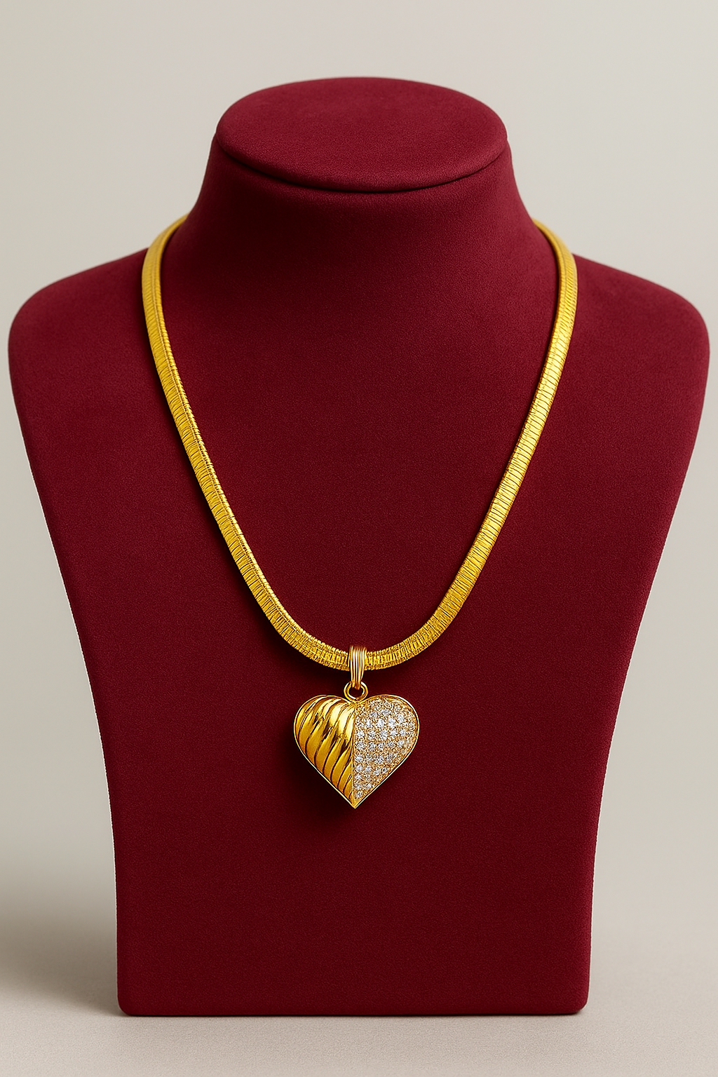 Gold Heart Pendant Necklace – Elegant Dual-Tone Design | Pratiru