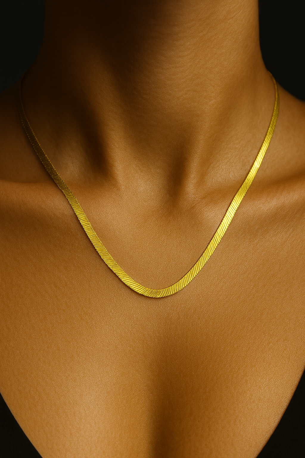 Sleek Flat Gold Chain Necklace – Anti-Tarnish & Luxurious | Pratiru Jewelry