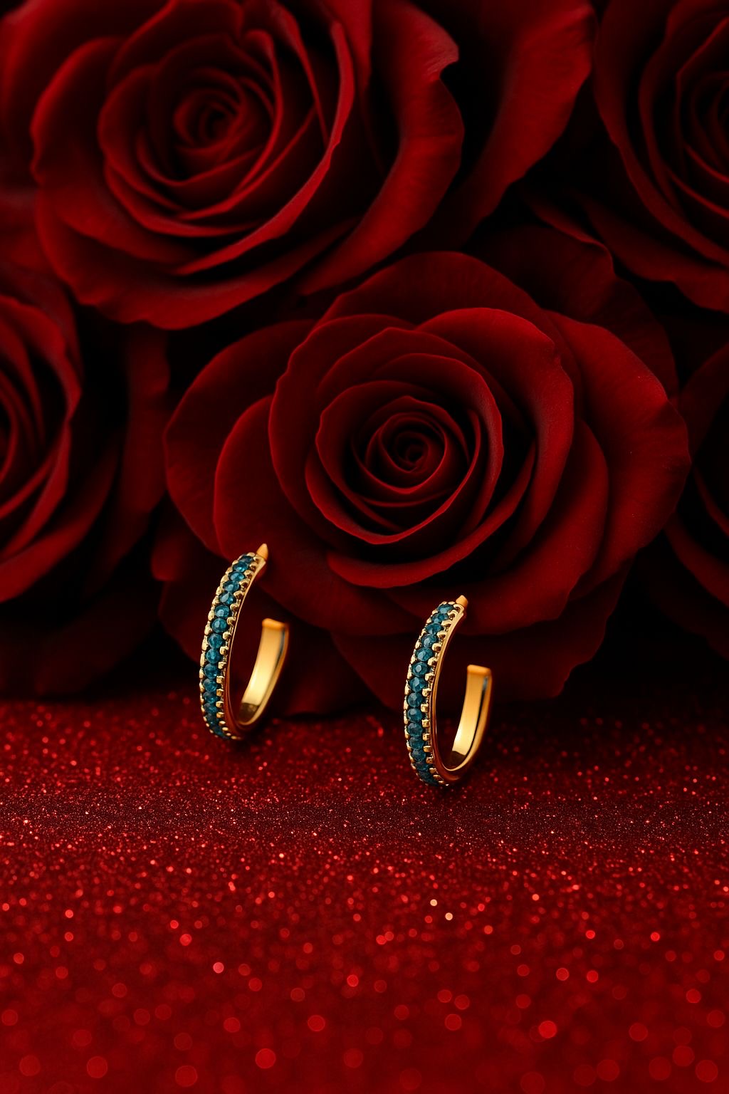 Gold Hoop Earrings with Blue Stones – Elegant & Anti-Tarnish | Pratiru