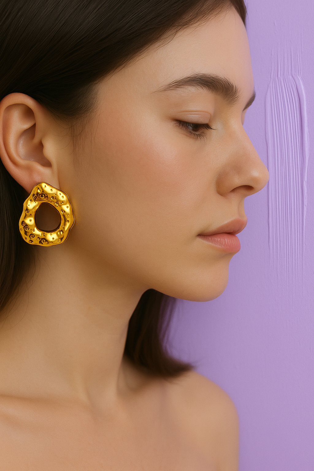 Gold Textured Statement Earrings – Sculptural Stainless Steel | Bold Anti-Tarnish Jewelry