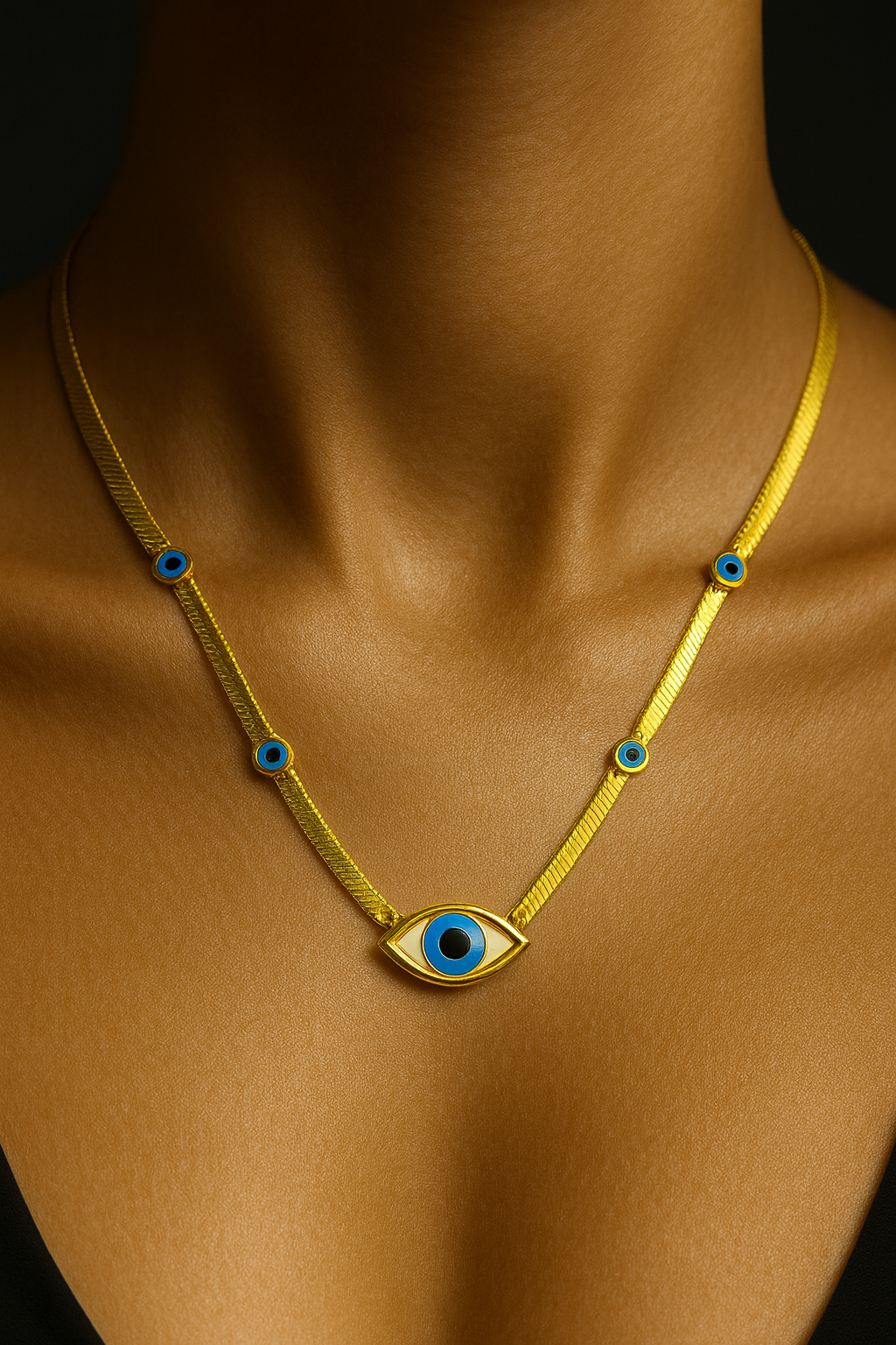 Gold Evil Eye Necklace – Anti-Tarnish Protection Jewelry | Pratiru