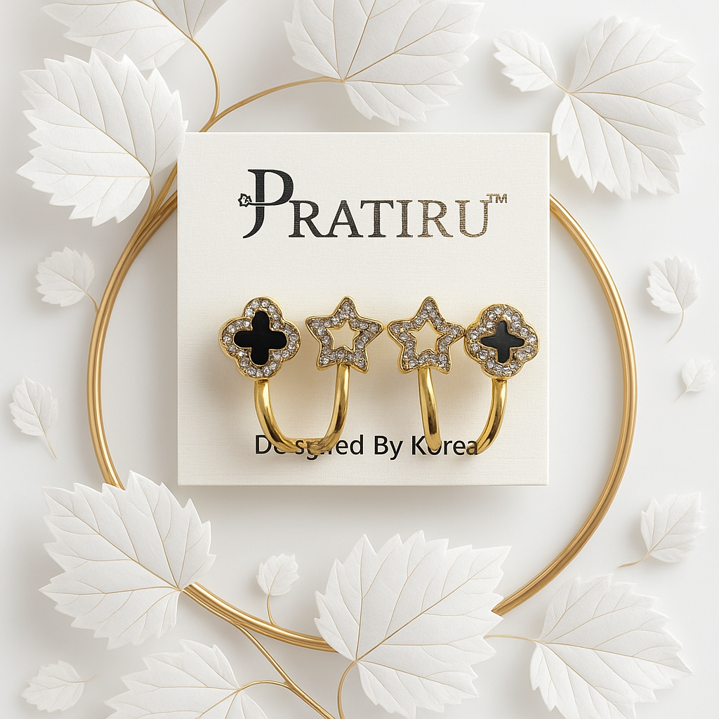 Gold Star & Clover Adjustable Earrings – PRATIRU Anti-Tarnish Jewelry
