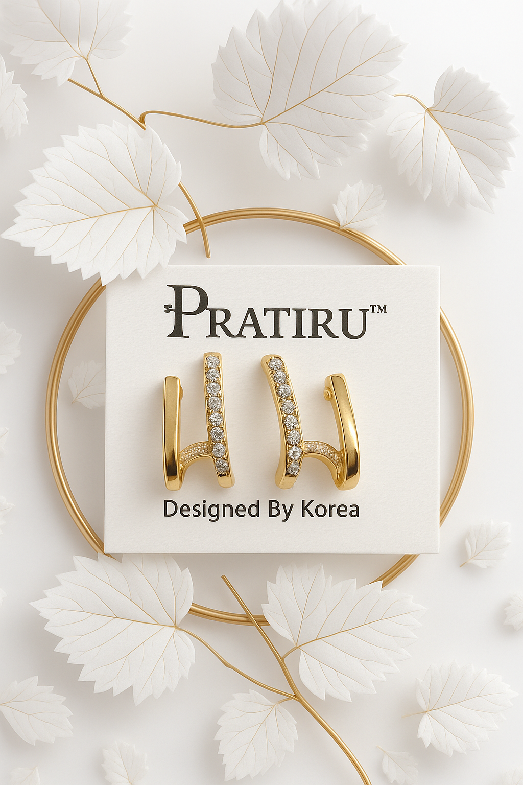 Gold Curve Crystal Earrings – PRATIRU Anti-Tarnish Luxury Jewelry