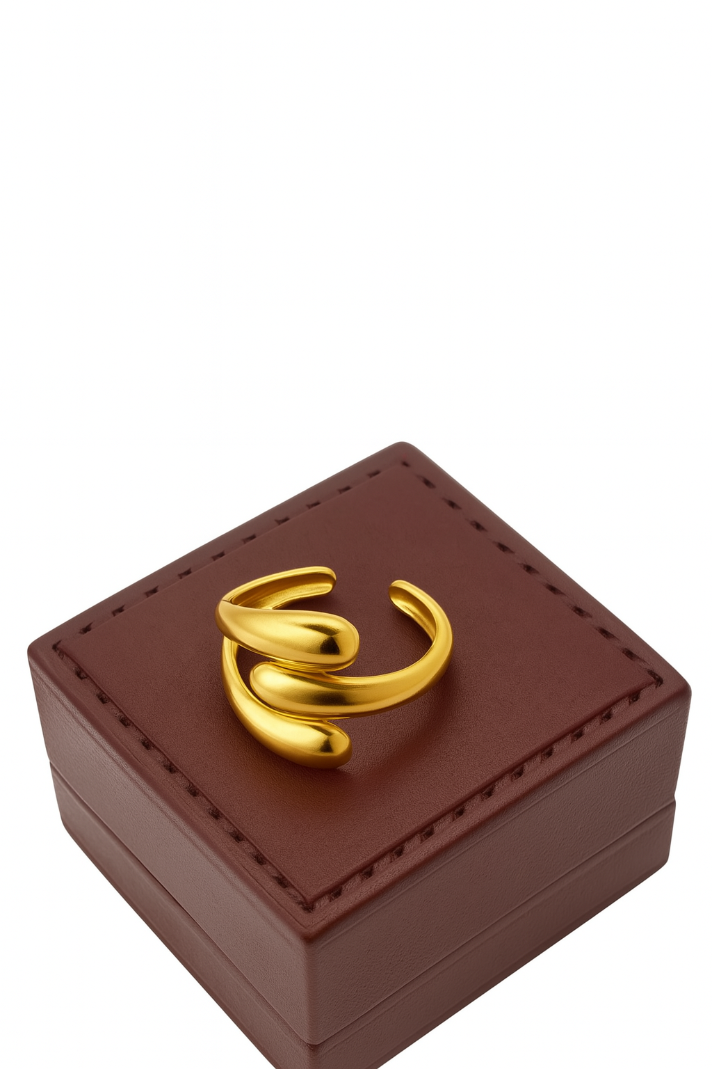 Fluid Wave Gold Ring | Modern Adjustable Anti-Tarnish Open Band
