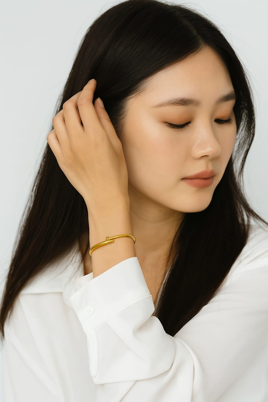 Gold Nail Cuff Bracelet – Bold & Anti-Tarnish Statement Jewelry | Pratiru