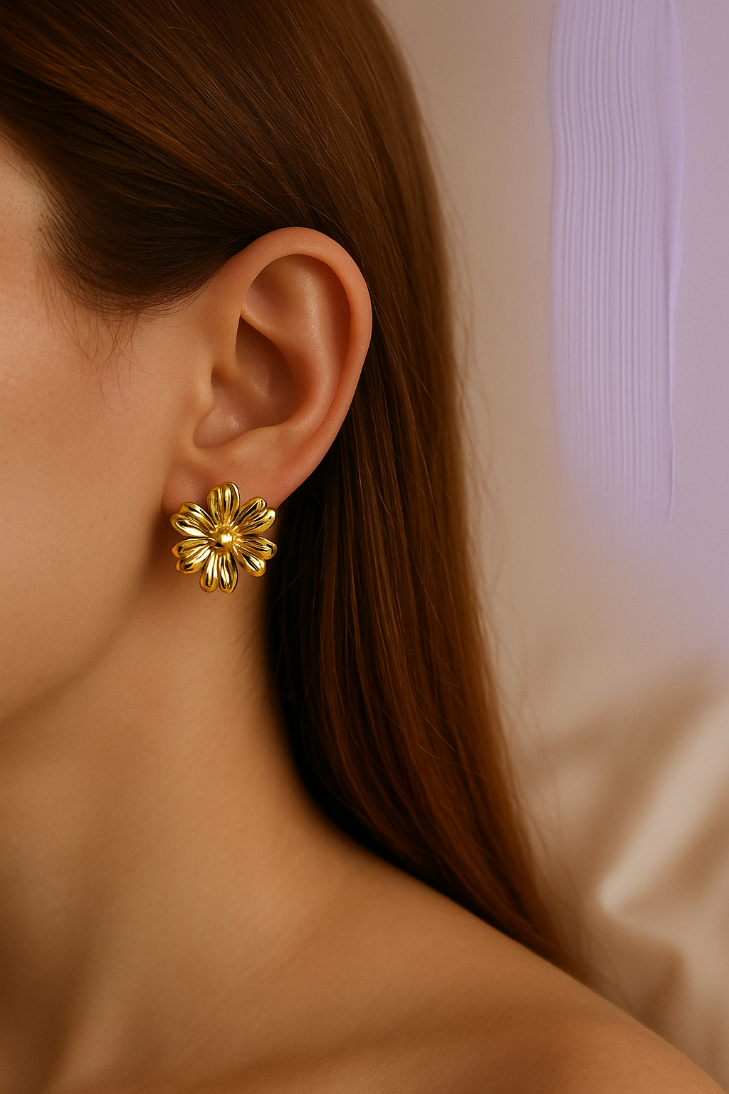 Gold Floral Stud Earrings – Chic & Anti-Tarnish Everyday Jewelry |