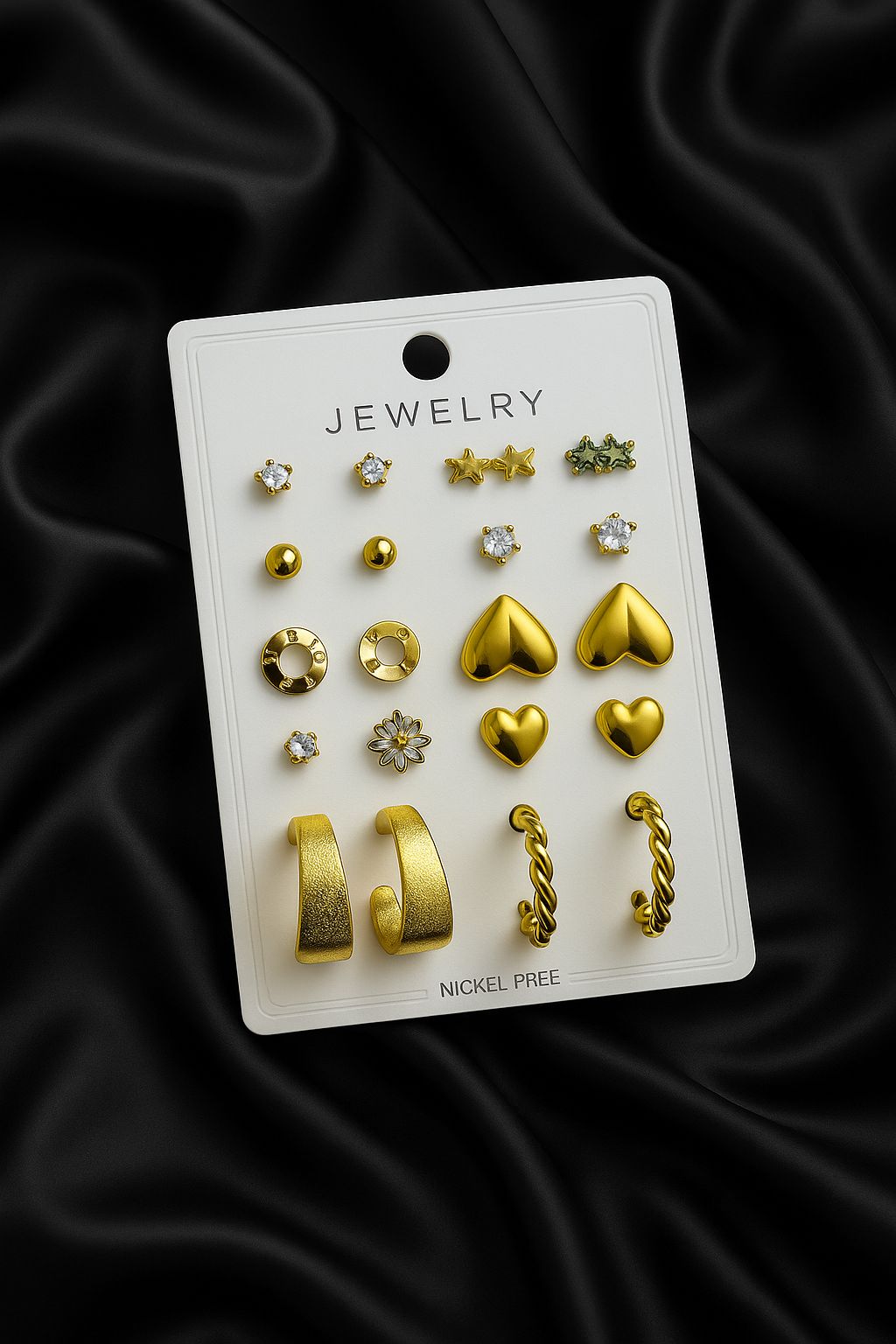 Elegant Gold Earrings Set – Hypoallergenic Nickel-Free Jewelry |